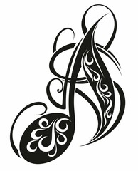Wall Mural - music note. black silhouette isolated on white background.
