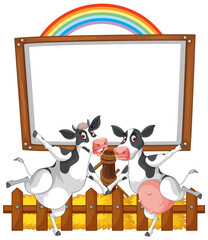 Poster - Sign board with animal farm on white background