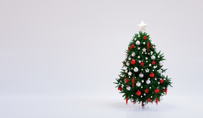 Wall Mural - Christmas tree with gift box on white background. 3d render