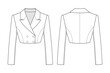 Fashion technical drawing of croped fitted double-breasted jacket for women