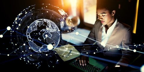 Aufkleber - Global communication network concept. International business.