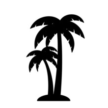 Palm Tree Silhouette Icon Clipart In Black And White Coconut Trees Graphic Vector