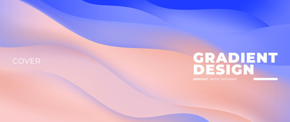 Wall Mural - abstract gradient fluid vector background. blue wallpaper template with dynamic color and waves, blu