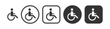 Disabled Person Icon. Man In A Wheelchair Symbol. Sign Parking Vector.