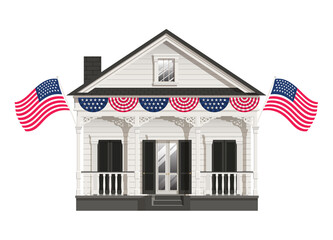 American Old House Celebrating 4th of July