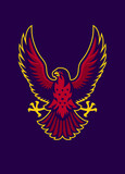 Fototapeta  - Sport Logo Style of Red Hawk Bird