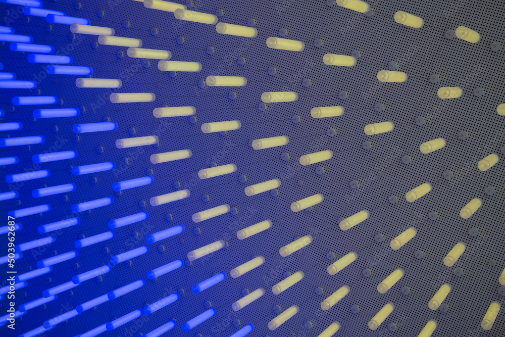 blue yellow light bulb abstraction