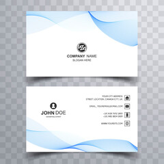 Abstract business card template with blue wave design