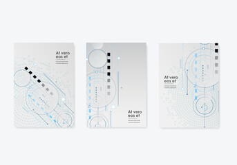 Poster - Tech dynamic futuristic concept. Circles and lines and squares digital technology background. Vector concept structure elements