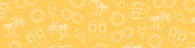 Summer Banner With Vacation Related Icons: Palm Tree, Sunglasses, Flip Flops, Sun And Ice Cream - Vector Illustration