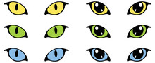 Colored Cat Eyes Clipart Set - Yellow, Green And Blue