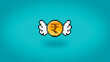 Pixel Rupee coin with wings background - high res 8 bit wallpaper