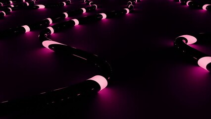 Wall Mural - 3d cables with neon stripes. design. energy flows in black computer cables. neon streams of energy m