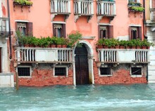Ancient Palace With Flooded Gate During Terrible Flood On The Island Of Venice