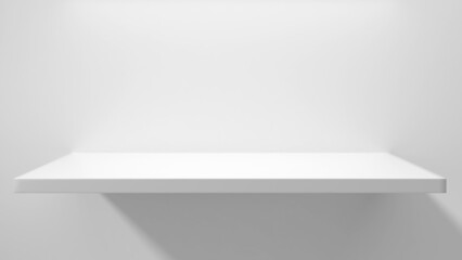 Wall Mural - white mockup shelf on a white background with shining light,3d rendering