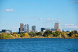 View of Denver, Colorado from Sloan Lake during Autumn

