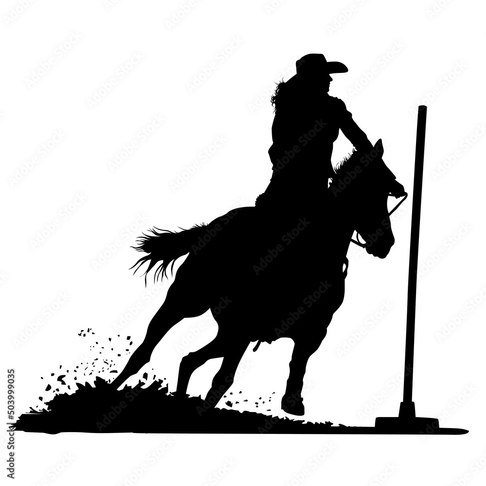 Vector de Stock A vector silhouette of a rodeo cowgirl pole bending. |  Adobe Stock, image size:1000x1000