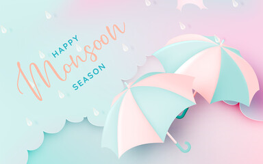 Wall Mural - Cute umbrella for monsoon season