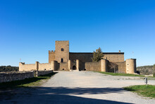 Castle Of The Medieval Village In A Sunny Day. Segovia, Castilla Y Leon, Spain