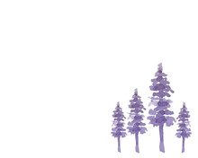 Watercolor Background Of Purple Trees