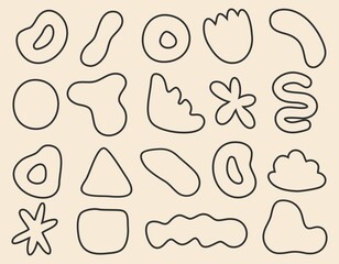 Wall Mural - Set of different abstract shapes, line drawing. Hand drawn doodles. Modern fashion illustration. Flat design, cartoon hand drawn, vector.