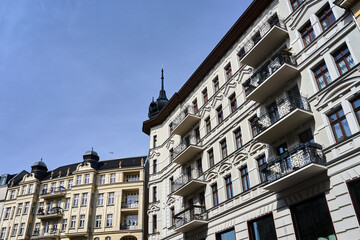 Poster - facade of a historic tenement house in the city of Poznan