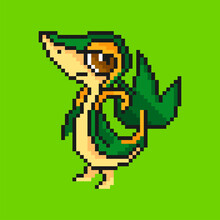 Pixel Art Cute Green Lizard Vector
