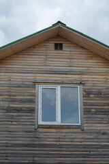 minimalistic facade of a wooden house with a window