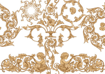 seamless pattern, background in baroque, rococo, victorian, renaissance style. trendy frolar vintage