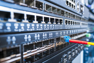 optical patch cord cables connected to switch