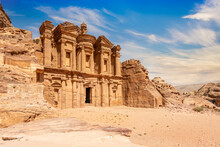 Ad Deir Or The Monastery, Ancient Nabataean Stone Carved Temple, Petra, Jordan