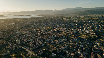 Wall Mural - Fethiye landscape and cityscape, aerial view of the popular resort city of Fethiye