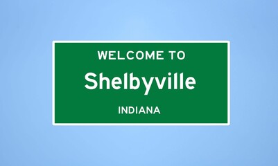 Wall Mural - Shelbyville, Indiana city limit sign. Town sign from the USA.