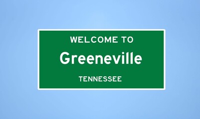 Wall Mural - Greeneville, Tennessee city limit sign. Town sign from the USA.