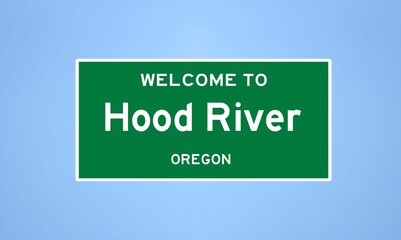 Canvas Print - Hood River, Oregon city limit sign. Town sign from the USA.