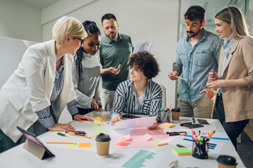 Group of diverse business people working together and having a meeting