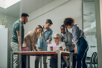 Group of diverse business people working together and having a meeting