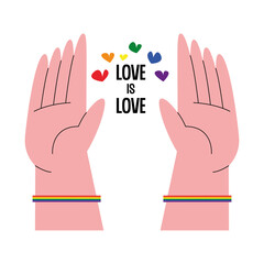 Canvas Print - hands with lgbtq wristbands