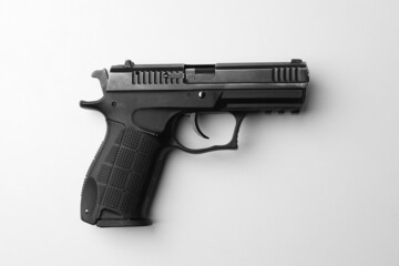 Wall Mural - Semi-automatic pistol isolated on white. Standard handgun