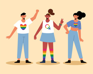 Wall Mural - three lgbtq community persons