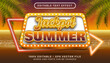 jackpot summer 3d editable text effect with chip illustration and sunset in sea landscape background