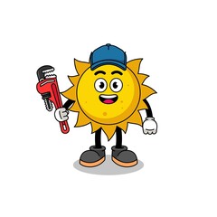 Canvas Print - sun illustration cartoon as a plumber