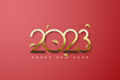 2023 happy new year with thin gold numbers