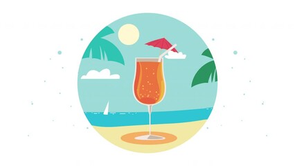 Poster - summer season cocktail animation