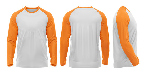 ORANHE WHITE Long-sleeve Raglan sleeve T-shirt mockup 3d rendering, 3d illustration
