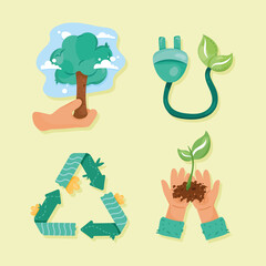 Sticker - four save the planet icons