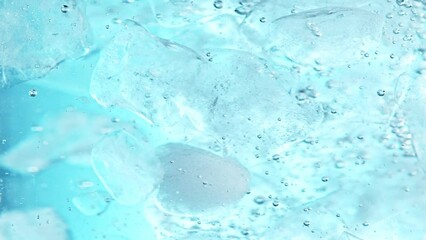 Aufkleber - Super slow motion of rotating ice cubes in water. Filmed on high speed cinema camera, 1000 fps. Underwater composition.