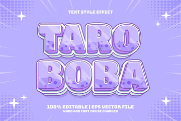 Taro Boba 3D flat cartoon style editable text effect