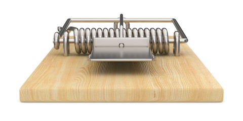 Wall Mural - mousetrap on white background. Isolated 3D illustration