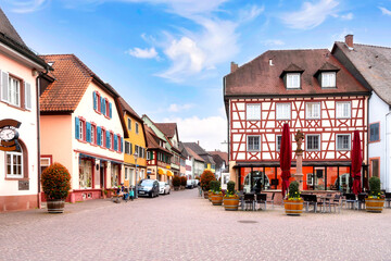 Canvas Print - Cityscape of the idyllic village Ettenheim, Ortenaukreis, Baden-Württemberg, Germany